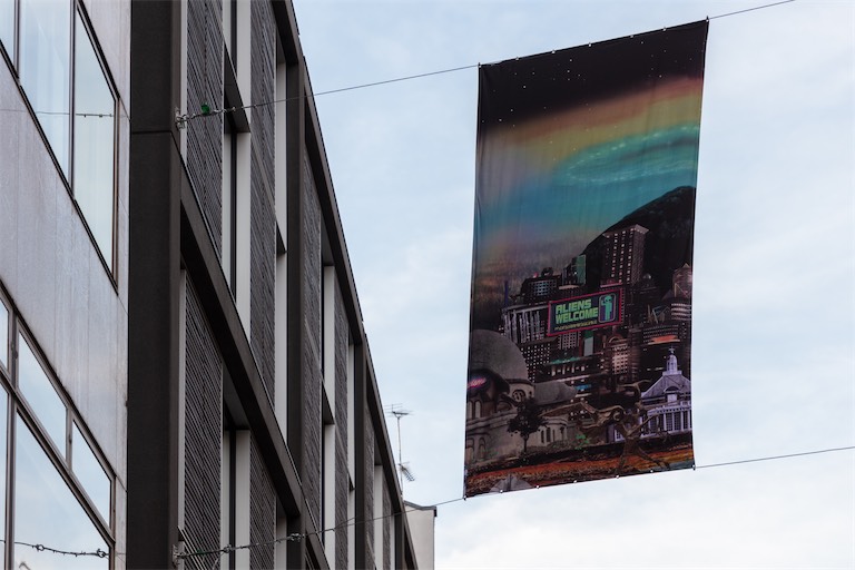 @houseofdgf Cork Street Galleries Banners Commission 2023, Courtesy of Cork Street Galleries, Photo Credit: Luke Hayes