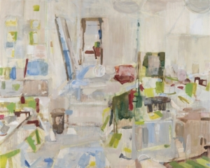 Sarah Armstrong-Jones, Red Studio, Spring 2023, oil on canvas, 102 x 127 cm. Credit: Sarah Armstrong-Jones. Courtesy of The Redfern Gallery