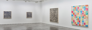 Installation view of Ghada Amer: 'QR Codes Revisited—London' / Courtesy of the artist and Goodman Gallery