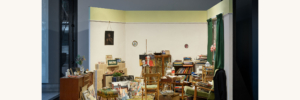 Recreation of Eric Tucker's front room studio at Erick Tucker: At Home, Alon Zakaim Fine Art, 2022