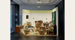 Recreation of Eric Tucker's front room studio at Erick Tucker: At Home, Alon Zakaim Fine Art, 2022