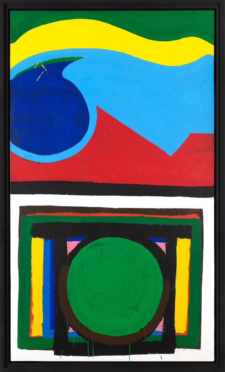 Al Held, Untitled “D”, 1961, acrylic on paper mounted on panel, 185.4 x 107.6 cm (73 x 42⅜ in.), Courtesy Alon Zakaim Fine Art, London