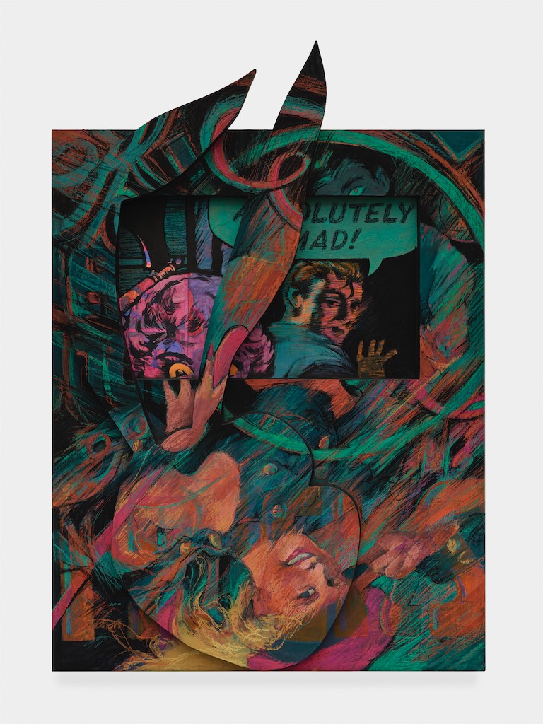 Anna Park, Hold That Thought / Absolutely Mad, 2026, Pastel and paint on paper mounted on aluminium panel, 58.25 x 40.25 inches 147.95 x 102.24 cm, Courtesy Lehmann Maupin 