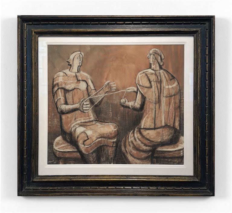 Henry Moore (1898-1986), Women Winding Wool, 1948, Pencil, ink, watercolour, crayon, and coloured chalk on paper. Courtesy of Osborne Samuel