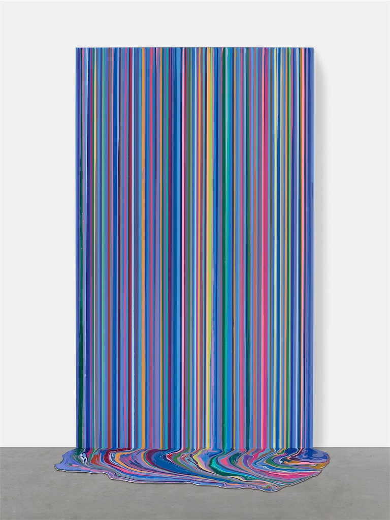 Ian Davenport, Blossom, 2023, acrylic on aluminium panels (with additional floor section), 92 1/2 x 55 1/8 in 235 x 140 cm. Courtesy the artist and Waddington Custot